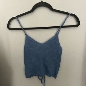 Blue Ribbed Spaghetti Strap Top
